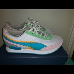 Colorful Puma Sneakers - Pink Blue Green Grey